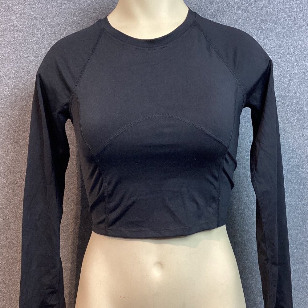 Santiny Workout Crop Top Long Sleeve Black Size  XS (Previously Owned- Like New)
